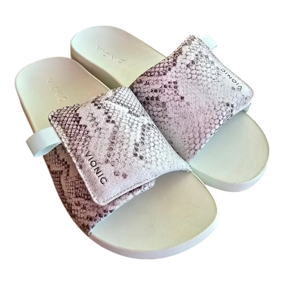 Women's Mint Snake-Print Slide Sandals Sz8